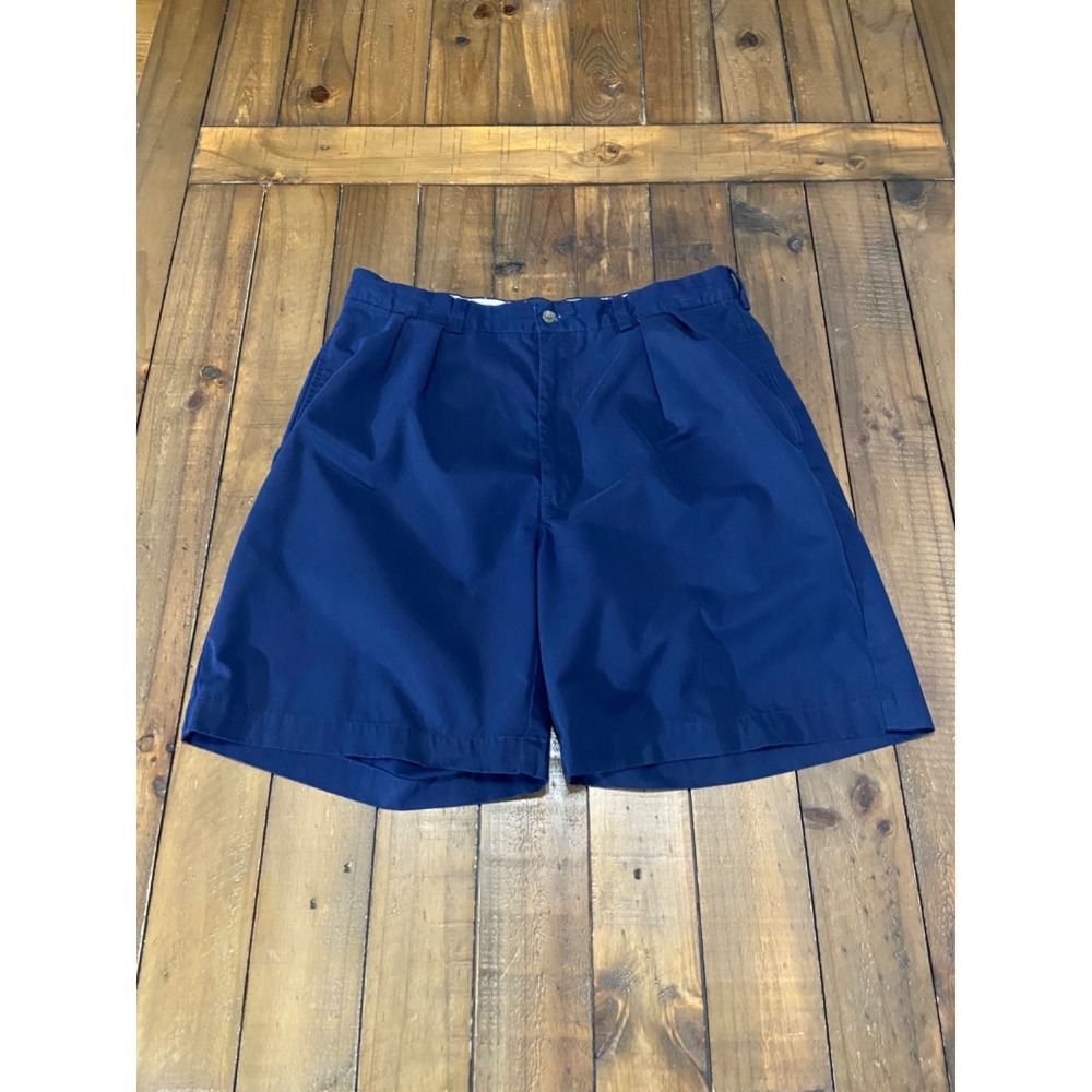 Vintage 90s Polo Golf Ralph Lauren Navy Shorts Mens 35 Pleated Red Shield Logo